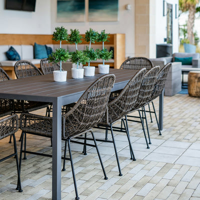Black metal outdoor table and chairs set